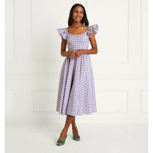Hill House Home The Daphne Dress Lilac Clip Dot Check - S - Picture 1 of 3